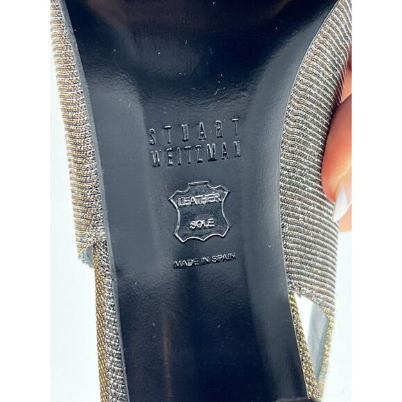 Stuart Weitzman Womens Peep Toe Slingbacks Pumps Gold Copper Size 8.5 Medium - Picture 8 of 8